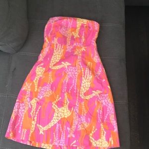 Lilly Pulitzer strapless giraffe print dress!